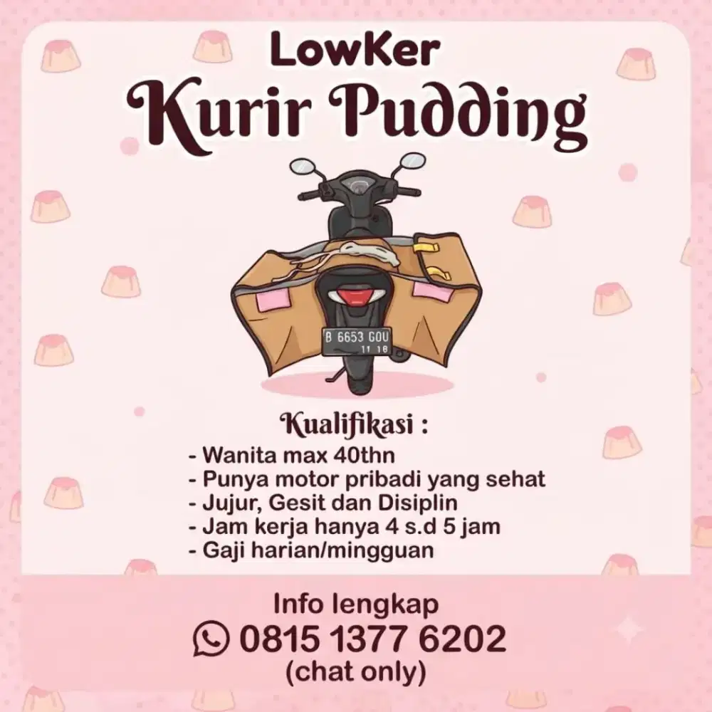 Lowongan kurir puding secepatnya