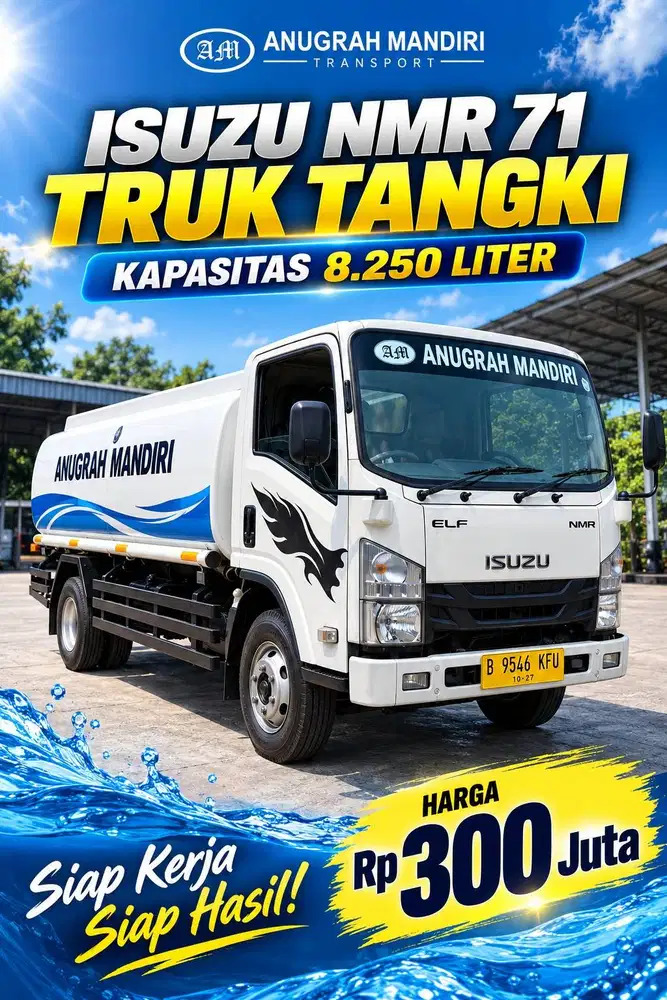 DIJUAL TRUK TANGKI ISUZU NMR 71 — KAPASITAS 8.250 LITER