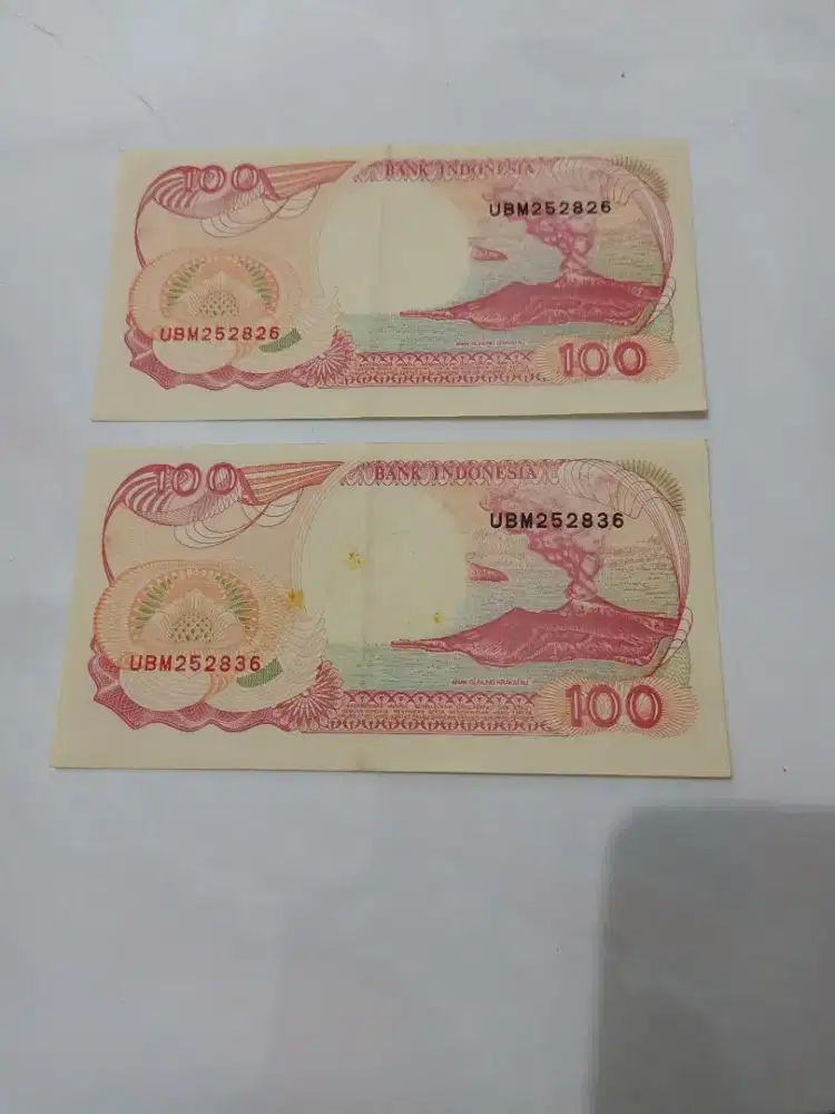 Uang kertas miscut 100 rupiah 1992