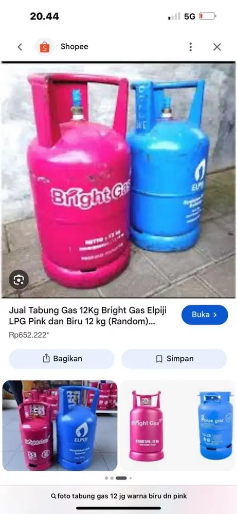 Jual tabung elpiji 12 kg warna biru  dan pink(bright gas)