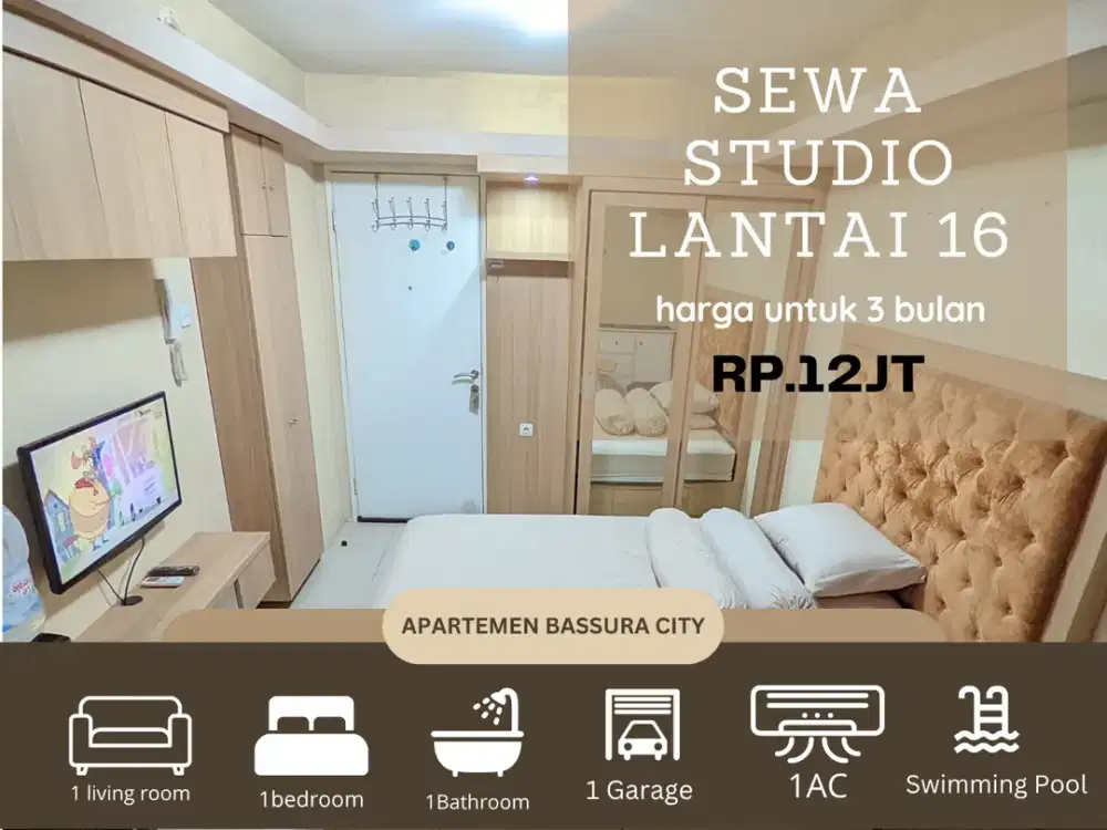 Sewa studio full furnish atas mall apartemen bassura city