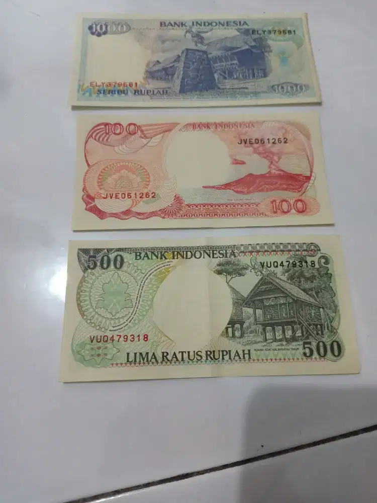 Uang kertas, 100 rupiah, 500 rupiah, 1000 rupiah