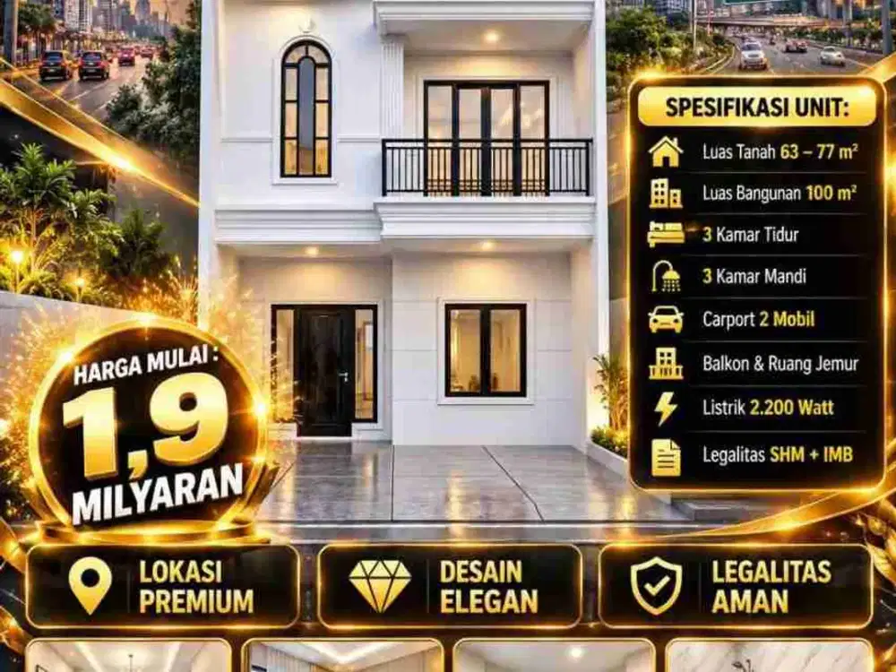Jual Rumah Baru 2 Lantai Mewah Di Condet Jakarta Timur (Akses 2 Mobil) Cluster
