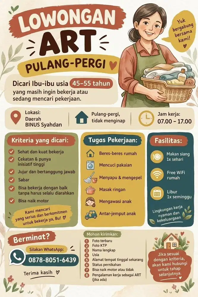 Dicari ART pulang pergi