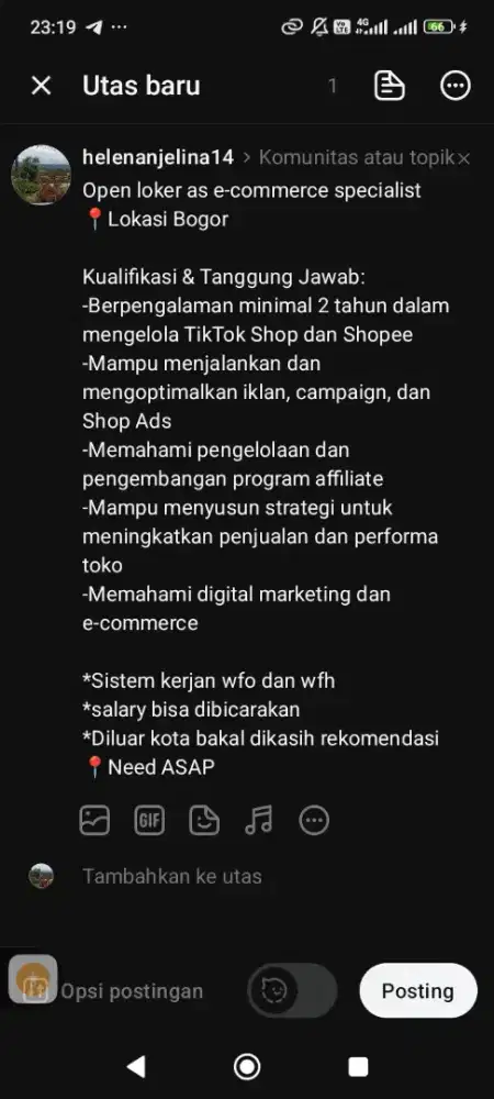 Loker e-commerce specialist