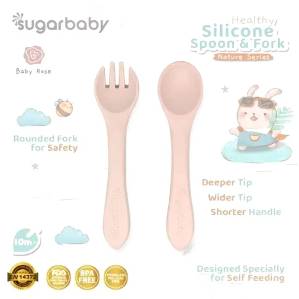 Sugarbaby Health Silicone Spoon & Fork Nature Series Sendok Mpasi