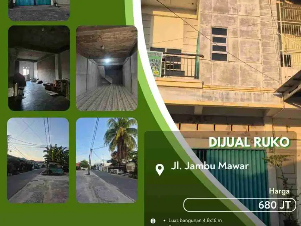 Dijual Ruko Jalan Jambu Mawar Pekanbaru Kota Siap Usaha