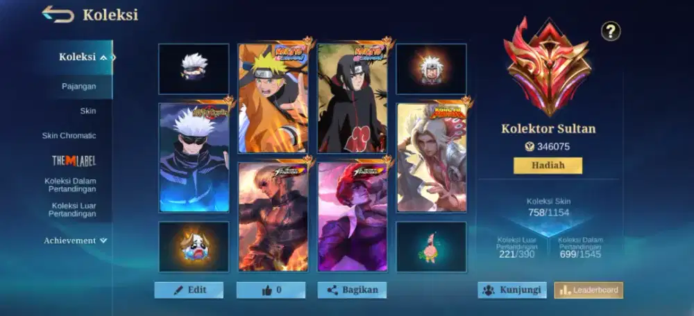 JUAL AKUN MOBILE LEGENDS (WORLD COLLECTOR)