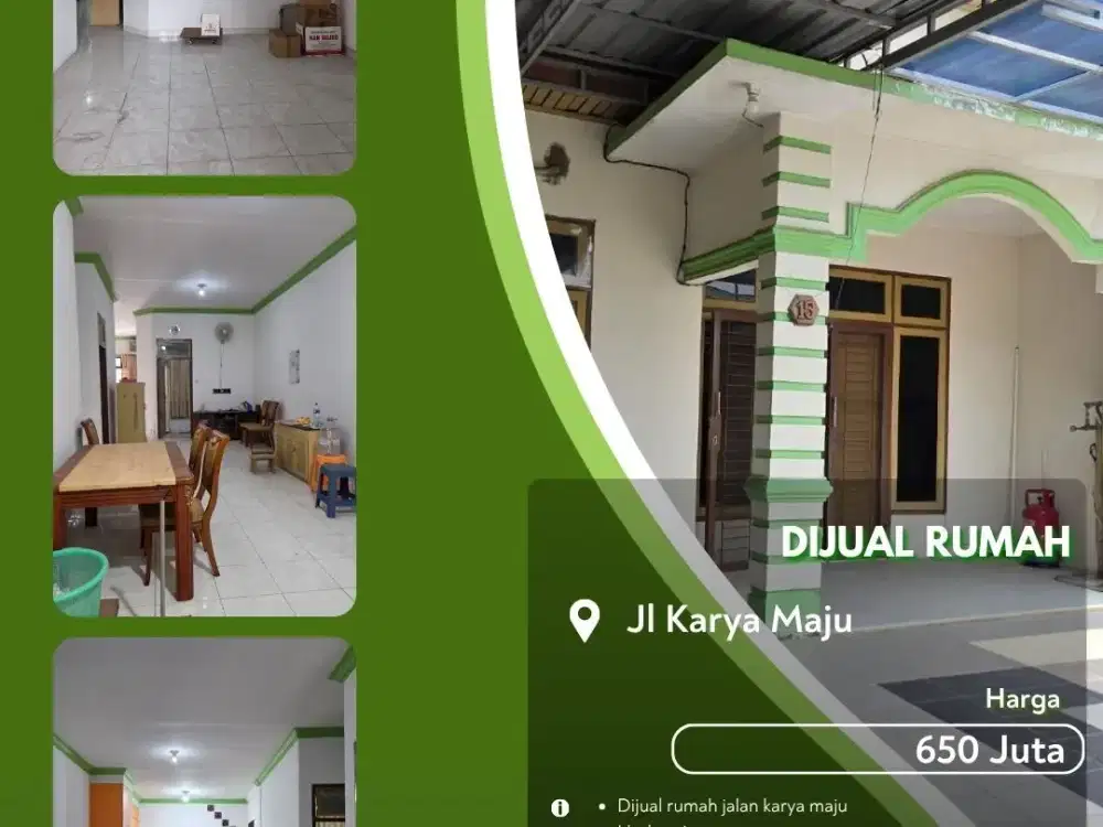 Dijual Rumah Jalan Karya Maju Hadap Timur Pekanbaru Kota Siap Huni!