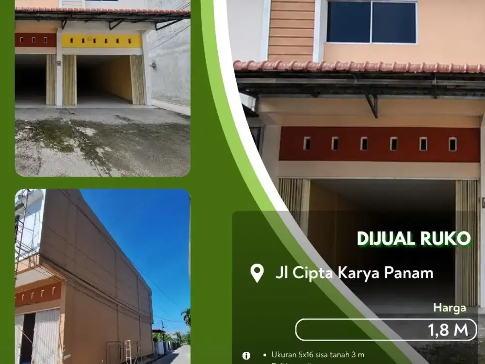 Dijual Ruko Jalan Cipta Karya Panam Pekanbaru Siap Usaha!