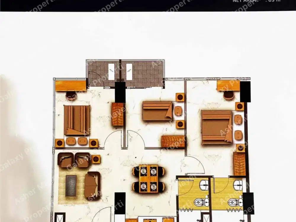 Apartemen The Benson Pakuwon Mall 3BR Corner Lantai Tinggi Furnished Mewah Surabaya Barat langsung connect Pakuwon Mall