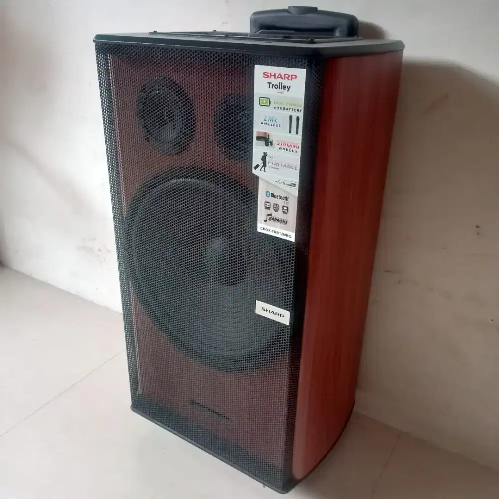 Sepeker portabel karaoke merek Sharp, sudah bluetooth