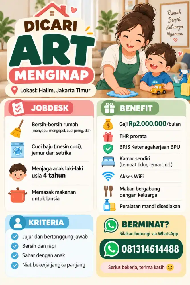 Lowongan ART Menginap