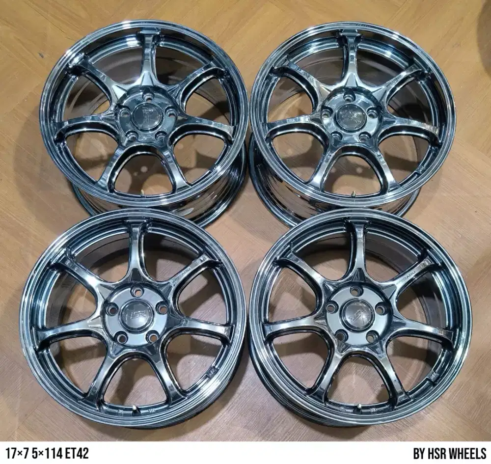 Jual velg racing original HSR ring 17 black chrome kondisi no minus