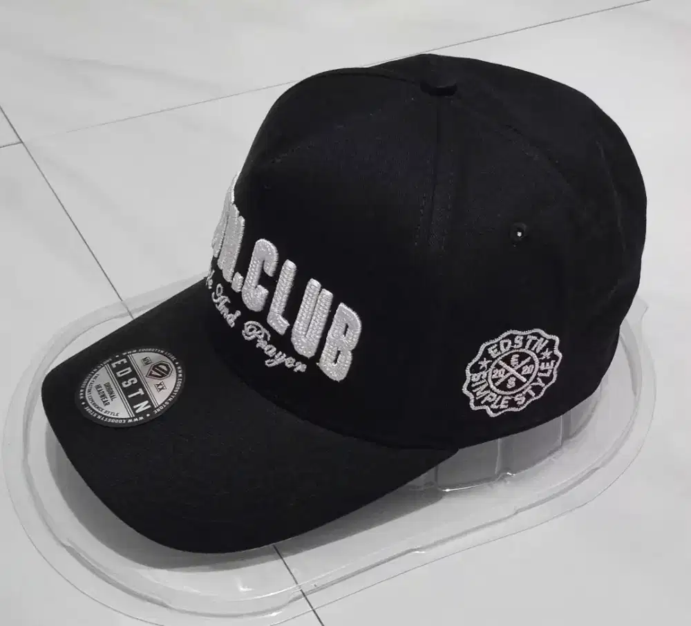 Topi Baseball Eddostyn ORIGINAL , Hitam .. visor two tone