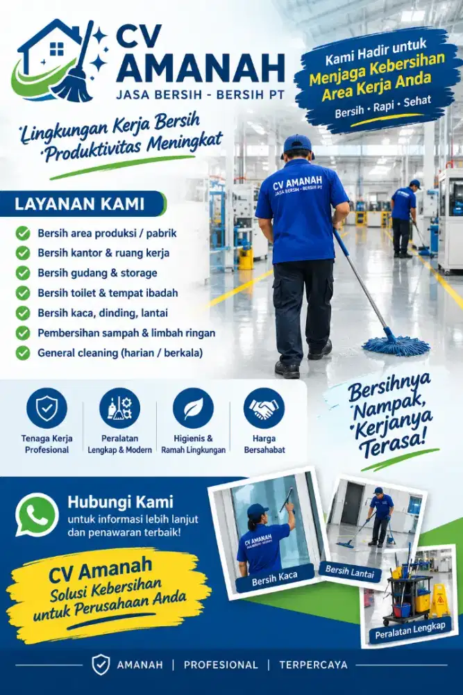 Jasa cleaning service PT khusus sabtu dan minggu. Dan Supir