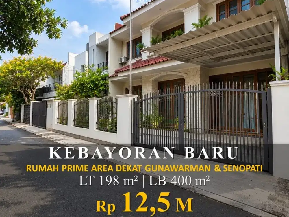 Dijual Rumah 3 Lantai Kebayoran Baru - LT 198 LB 400 Dekat Gunawarman Senopati - 12,5M Nego
