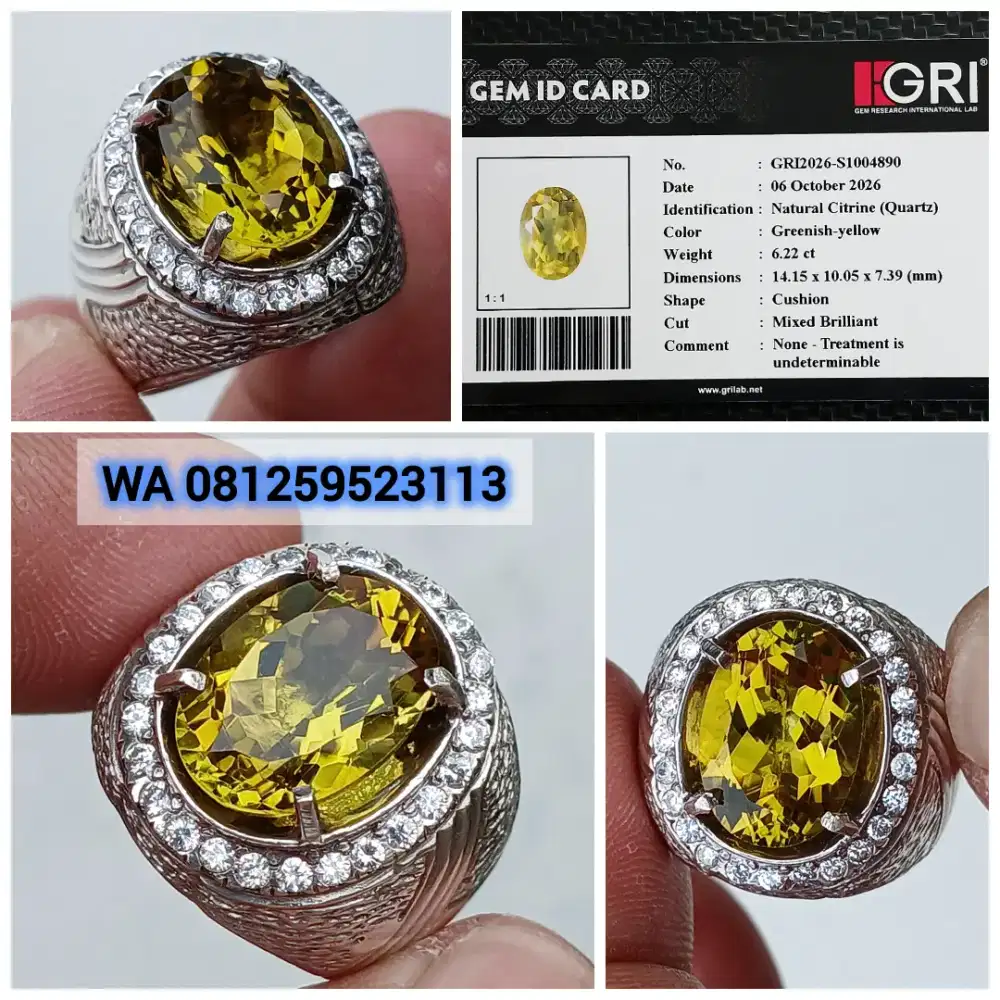 Citrine Quartz 6.22cts Ring Perak GRI Lab