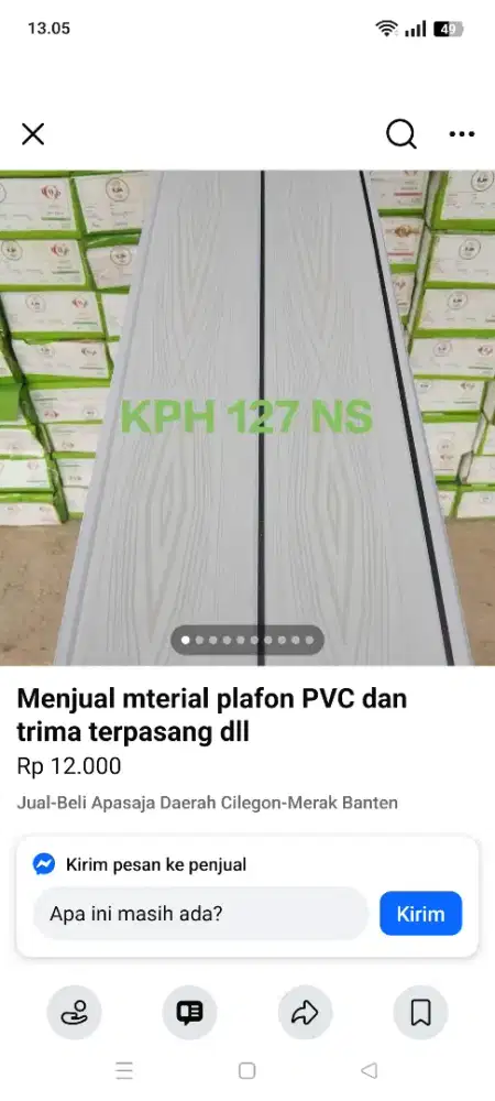 Jual plafon PVC dan menerima pemasangan dll