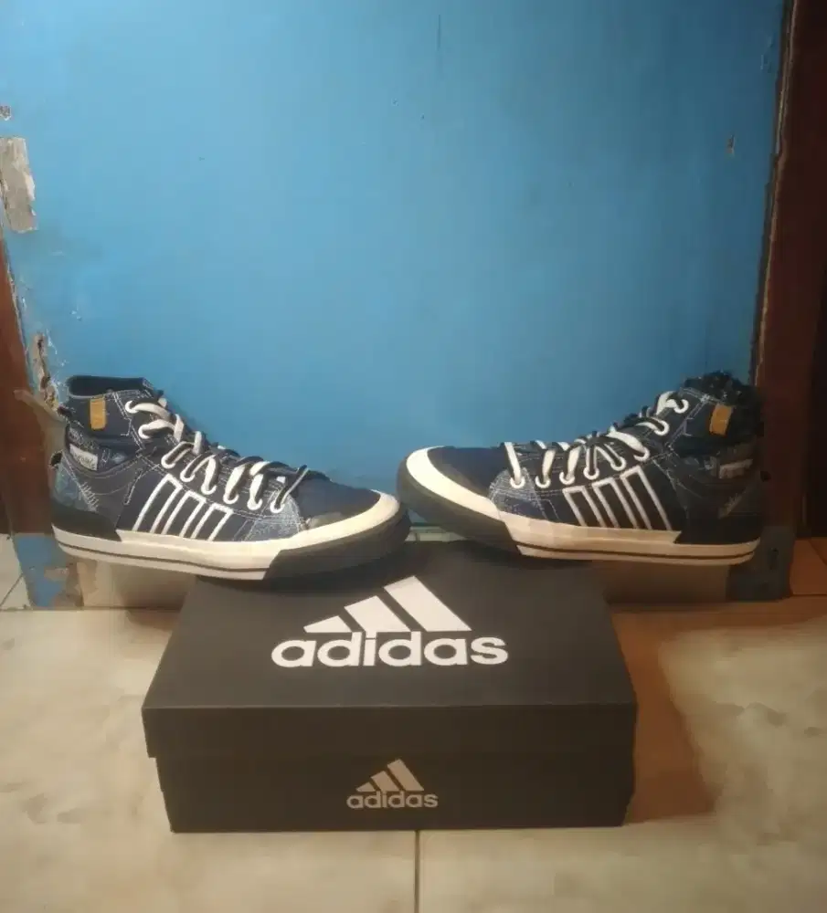 Jual cepat murah sepatu adidas originals nizza Hi DL full denim langka