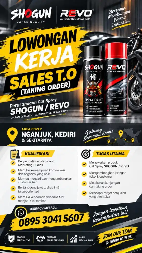 Lowongan Marketing Cat Spray Revo / Shogun