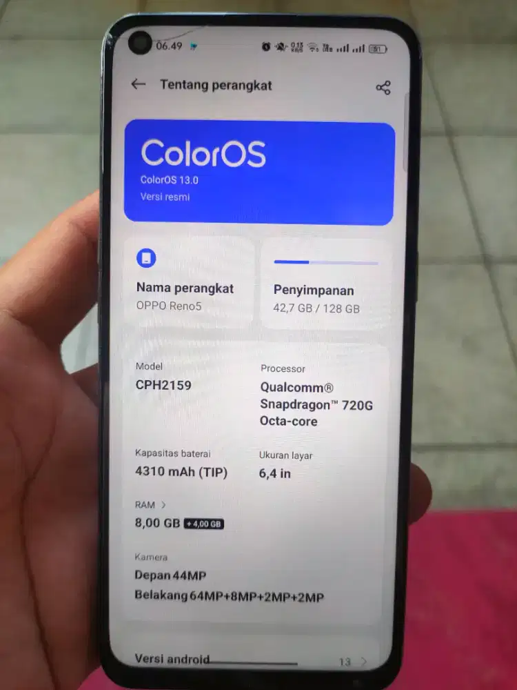 oppo reno 5 4G batangan