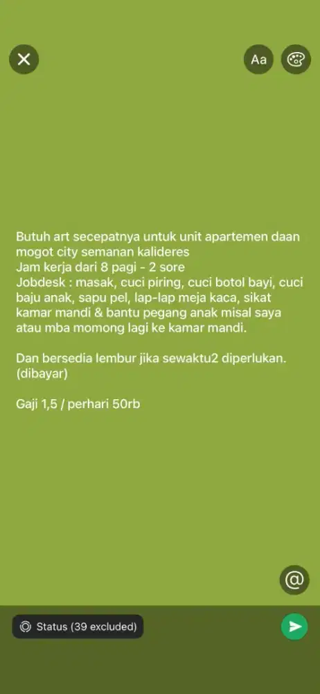 Butuh art pulang pergi