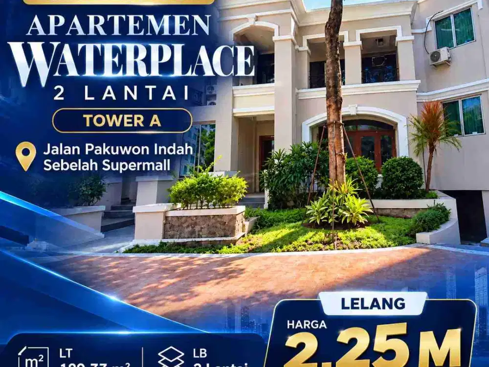 Dijual Termurah Lelang Apartemen Waterplace 2lantai Tower A Jalan Pakuwon Indah sebelah Supermall