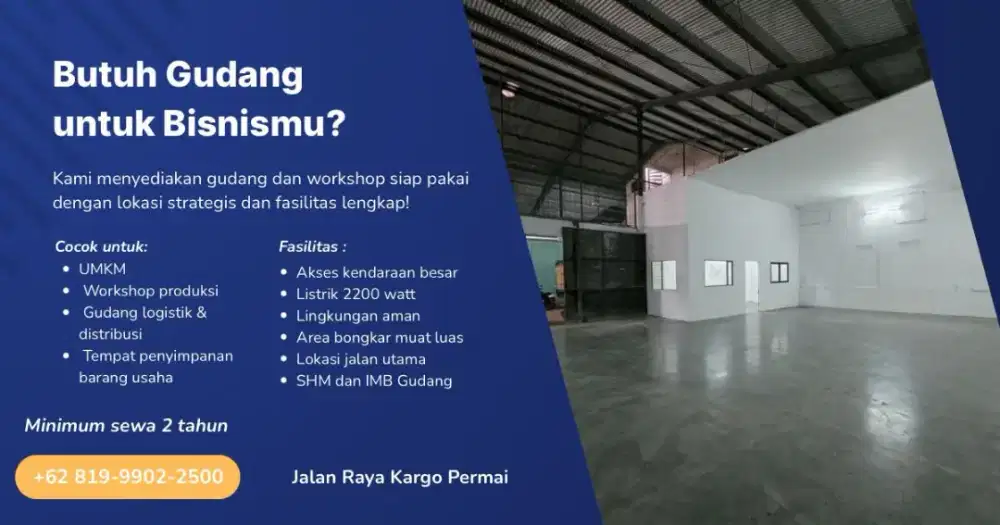 Disewakan gudang