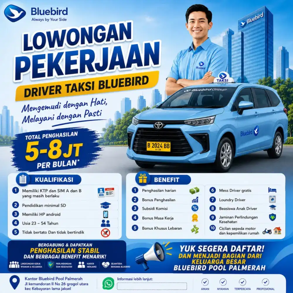 Lowongan Pengemudi Taksi Bluebird