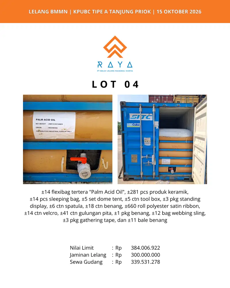 PALM ACID OIL, PRODUK KERAMIK, POLYESTER SATIN RIBBON DLL