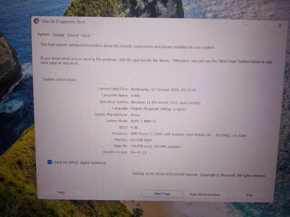 Laptop axio bekas tapi masih mulus pemakaian cwek