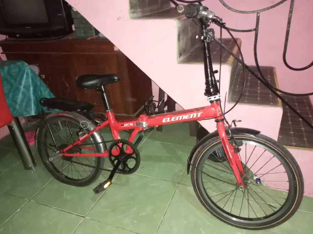Sepeda lipat element rock 20 inch (merah )