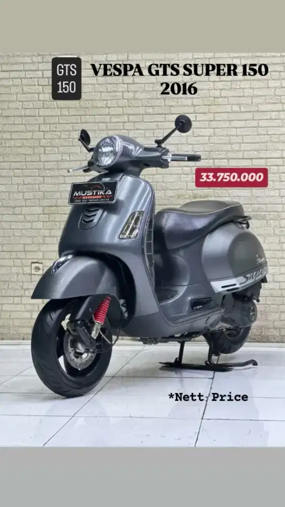 Perfect Condition!!Vespa GTS 150cc 3Vie 2016 Plat L Odo14rb-Mustika