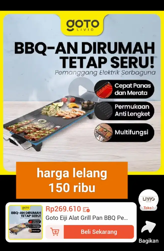 Jual harga lelang diskon 40% barang baru