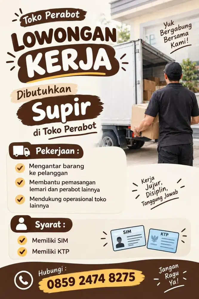 Lowongan Kerja - Supir Toko Perabot