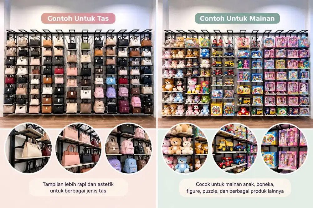 DIJUAL RAK DISPLAY TOKO BESI BESAR COCOK UNTUK FASHION, MAINAN, TAS