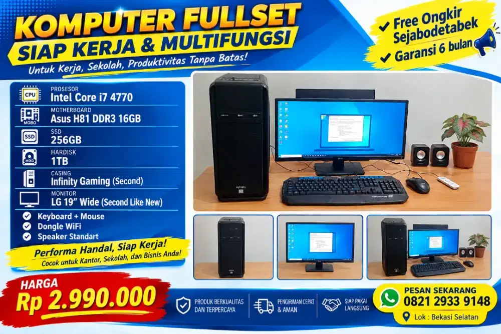 Komputer fullset cocok untuk kantor,sekolah