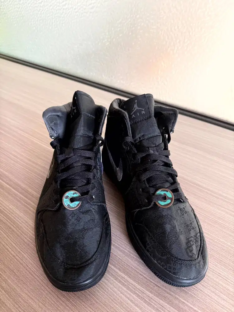 Sepatu Air Jordan 1 Mid SE x Clot Black Silk / Fearless - Size 29 Cm