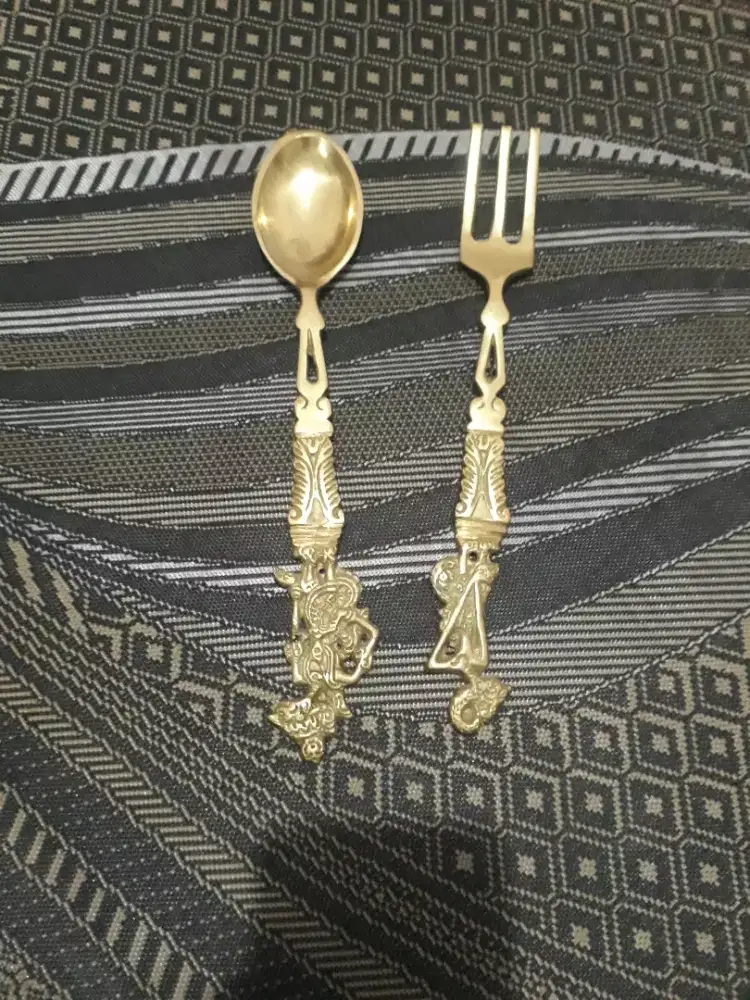 Sendok garpu kuningan / barang antik / barang jadul / koleksi