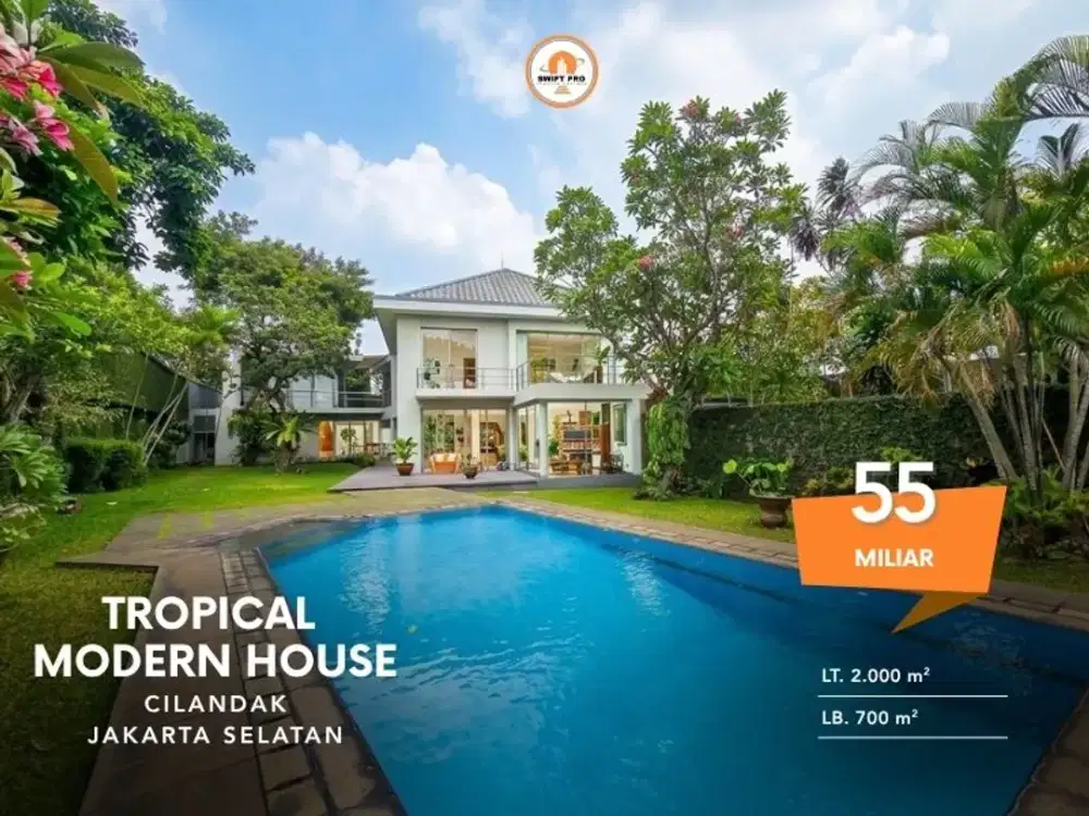 Jual Tropical Modern House Cilandak 2 Lantai Parkir Luas SHM Dekat MRT