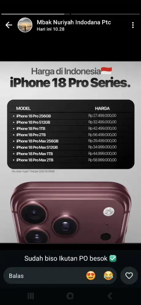 Cus yang mau ikut po iphone 18 bisa credit ya