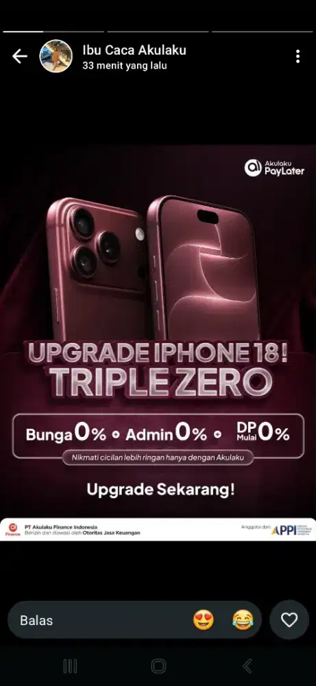 Cus yang mau ikut po iphone 18 bisa credit ya