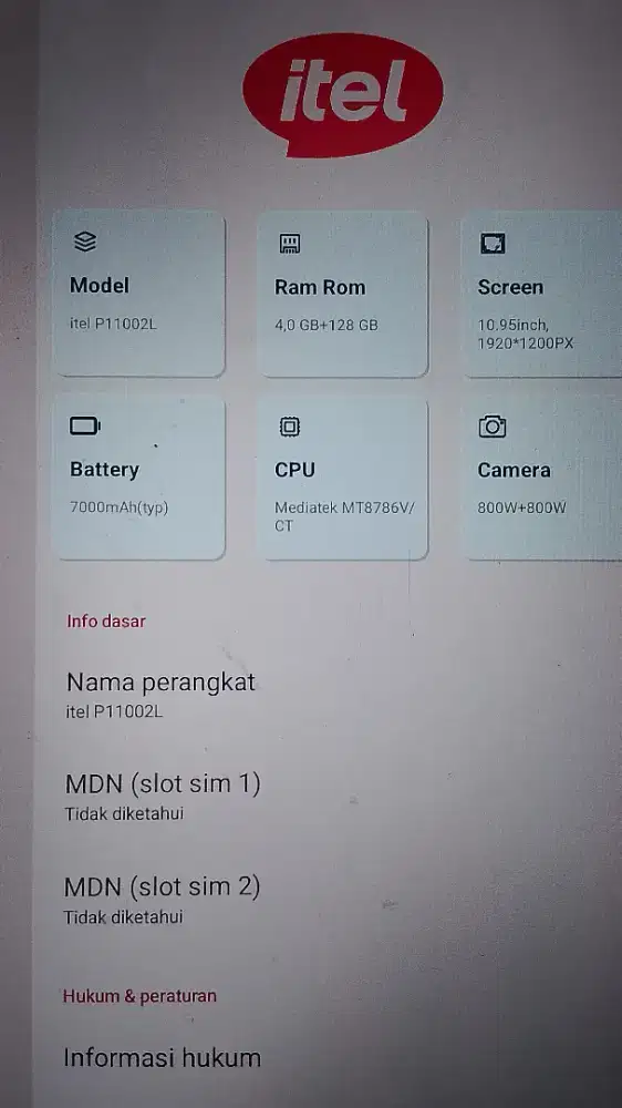 iPad itel 30s Vistatab ram 4/128