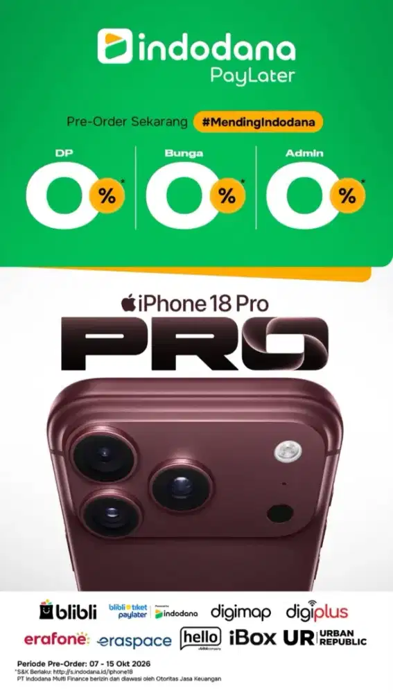 Bisa cicilan po iphone 18 pro max 256gb