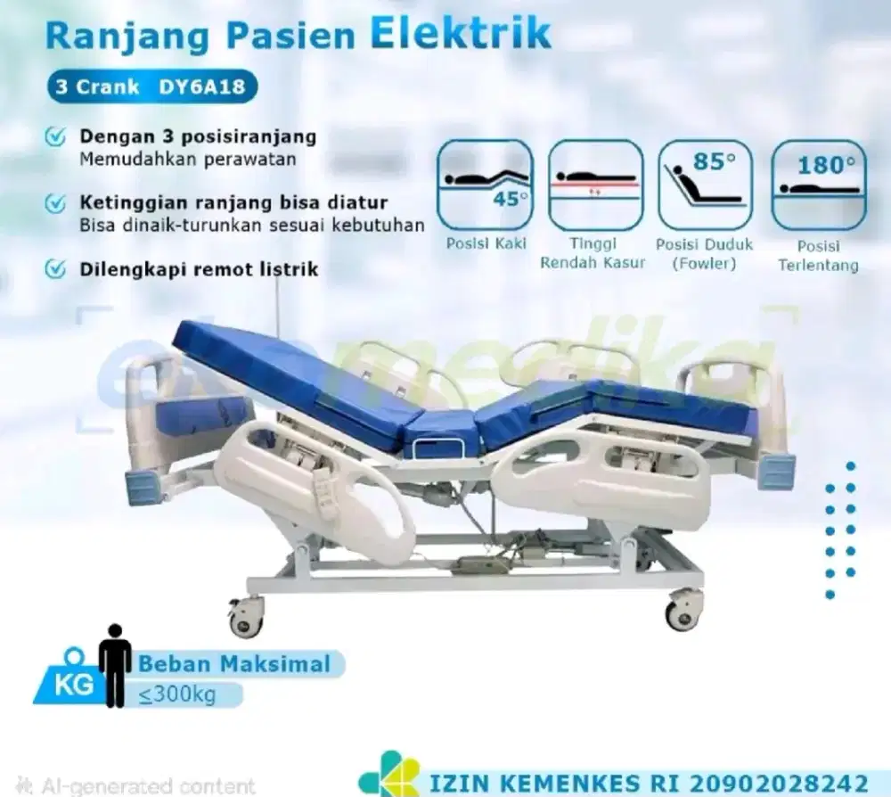 Jual ranjang pasien electric 3 crank DY6A18