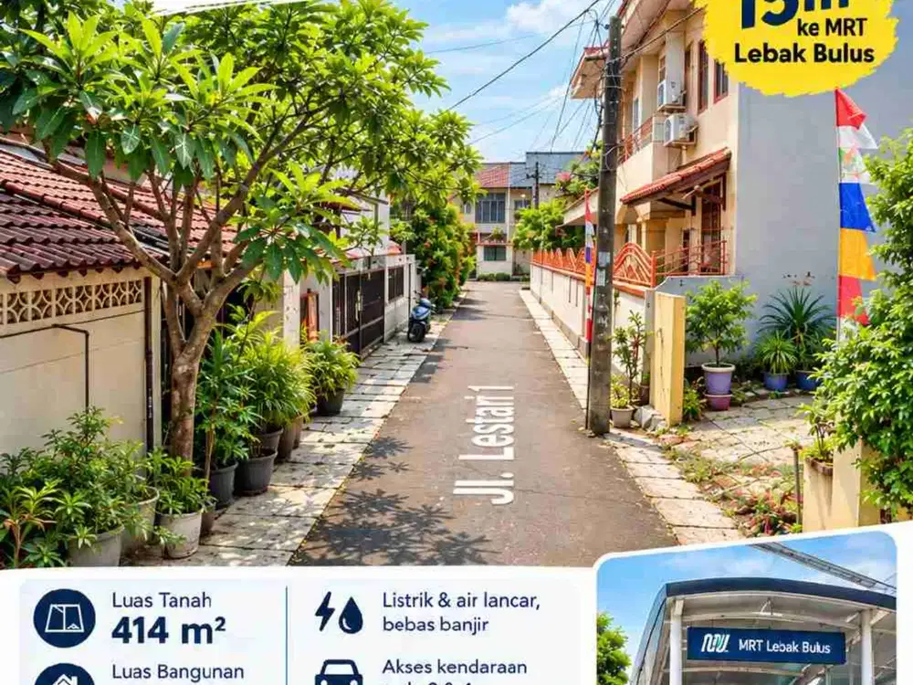 Rumah Tanah Luas Dekat MRT Lebak Bulus Di Cireundeu Ciputat Timur Tanggerang Selatan