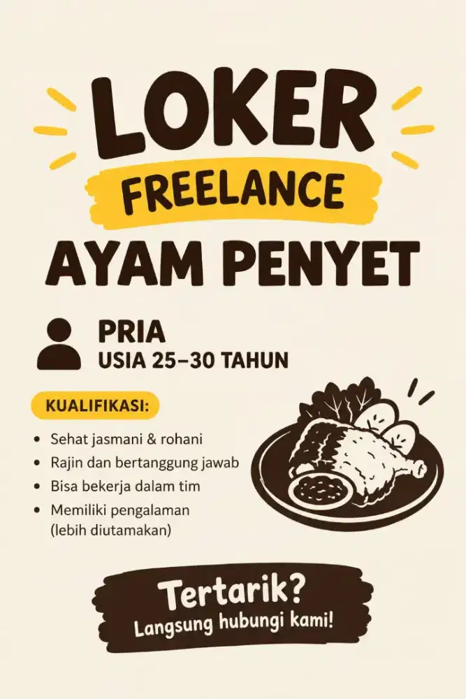 Butuh 1 orang pengganti