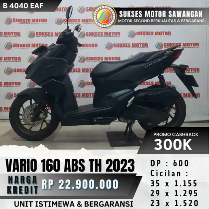 DP 600 RIBU HONDA NEW VARIO 160 ABS TH 2023 HITAM MULUS CASH KREDIT