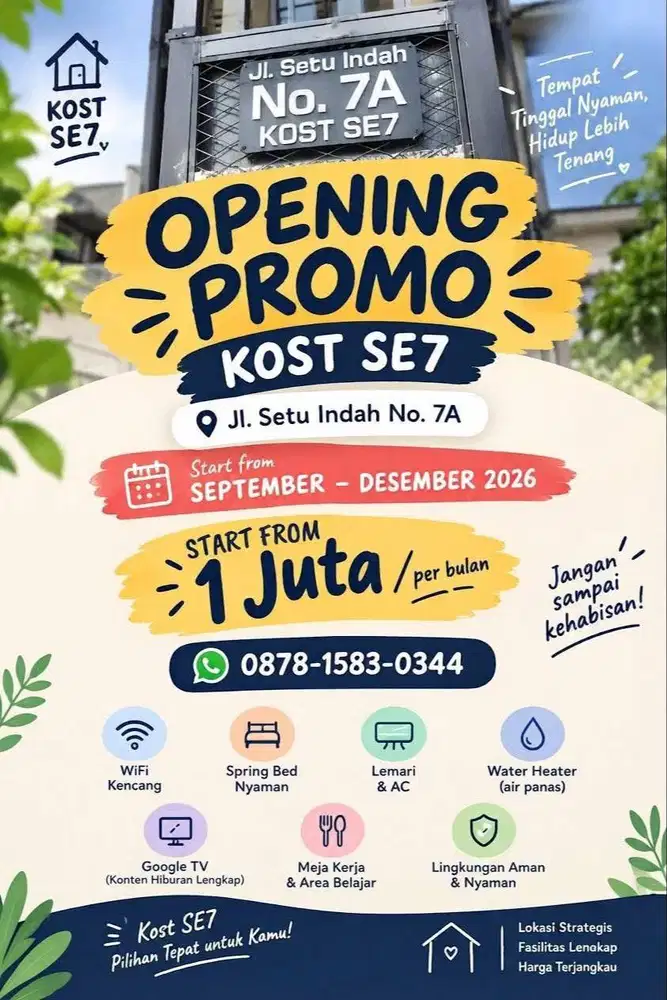 Kost ekslusif wanita mulai dari 1 juta